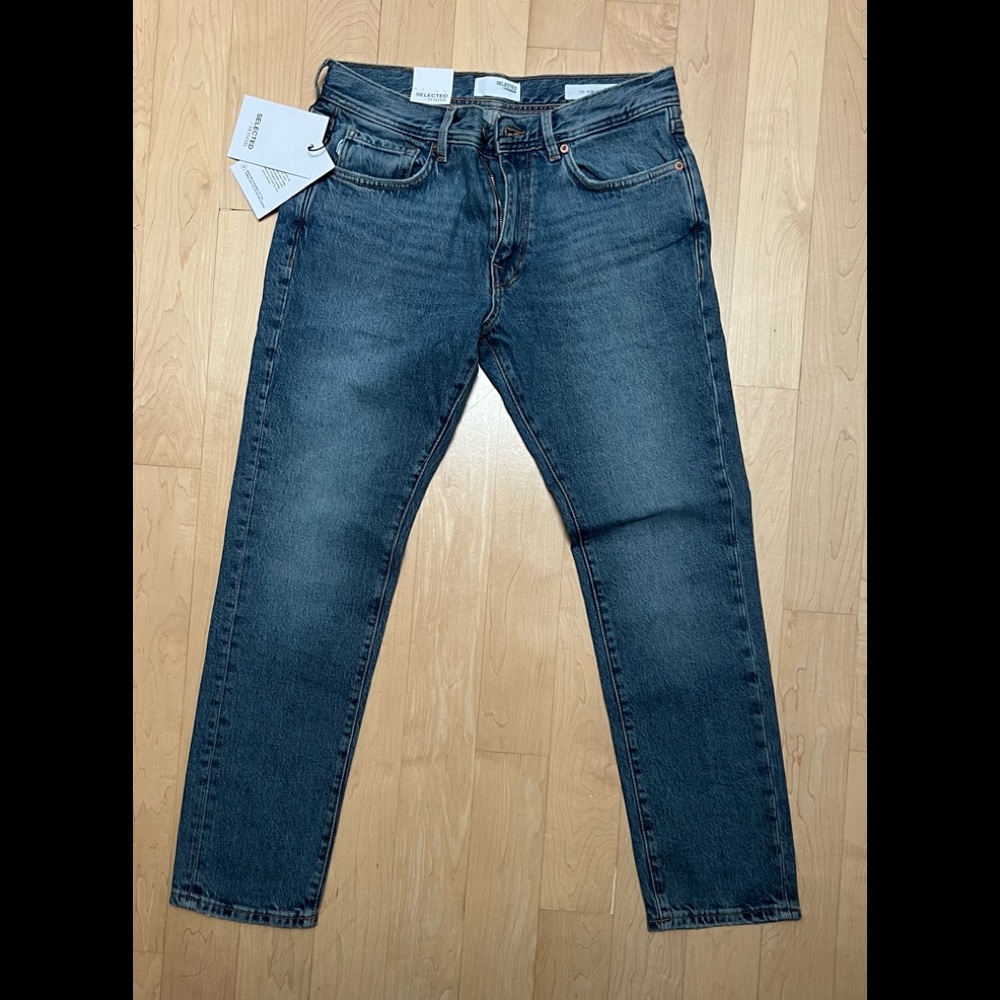 Selected Homme slim fit jeans in mid wash